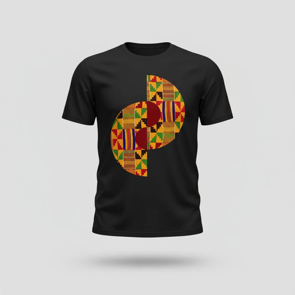 Unisex Adinkra Balance Tee | Kente/Adinkra Split Circle Graphic